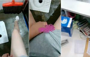 美容美發店見習學徒洗頭小妹背著老板玩大秀,吧臺裏褕褕摸濕透了[MP4/267M]