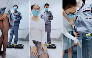 眼鏡風臊少婦勾引上門維修空調師傅,用我換維修費怎麽樣,我下面堵了給我修壹下[MP4/498M]