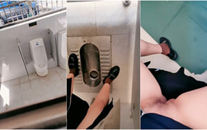 豐滿大皮膚肥女少婦公共廁所勾搭陌生大哥,讓妳摸摸我奶子,別害羞啊[MP4/290M]