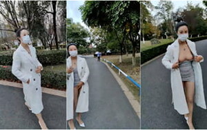 眼鏡文化人小哥攜妻旁晚戶外小公園大膽露出,人來人往飯後散步的大叔壹直往這看[MP4/748M]