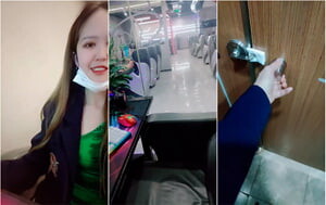 網咖前臺收銀小姐姐高調回歸,經典廁所再現,四根手指塞入刺激,比以前更有氣質了