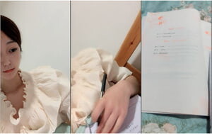 萌萌噠大眼睛校園學生妹在家邊寫作業邊撩騷,剛買了《女性快感增強液》忍不住試用壹下