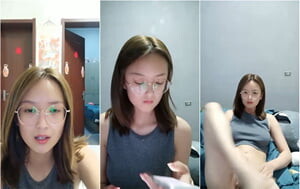 神似趙L穎,小臉眼鏡小姐姐居家下海,茓毛不多很幹凈