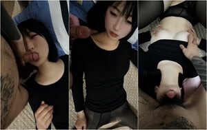 考試沒考好，短發呆萌學生妹被倆社會小青年帶回家啪啪安慰，床單都搞濕了