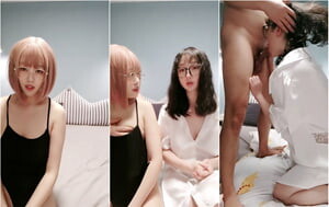 雙飛兩個眼鏡氣質萌妹子,激情XX,從床上幹到床下,壹根J8根本不夠用