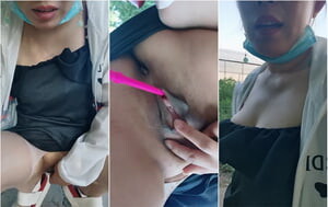 鄉村憨厚留守村婦戶外大膽露出，無內到處溜達，蹲下掰茓扣弄