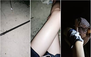 短裙黃毛妹深夜河邊遊玩，勾引正在釣魚的釣魚佬，放下裝備帶進奧迪車裏壹頓艹